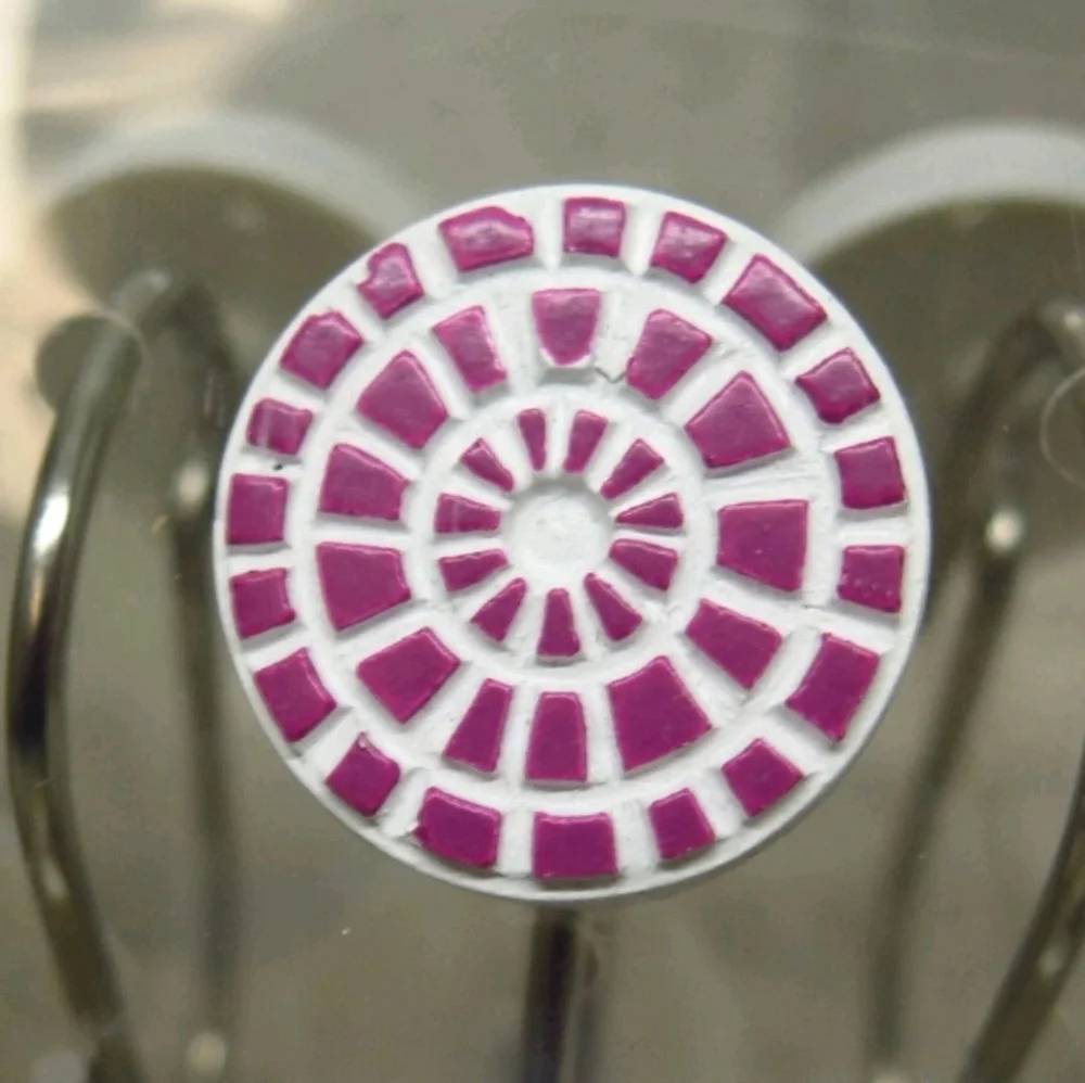 New Medallion White & Purple Ceramic Mosaic Shower Curtain Hook Set Of 12
